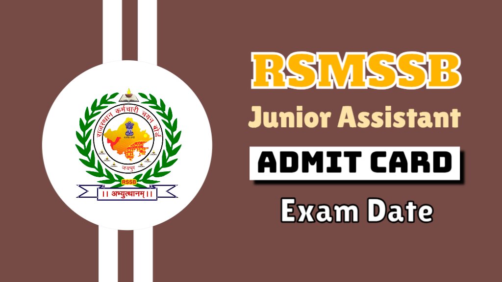 RSMSSB Junior Assistant Admit Card Exam Date